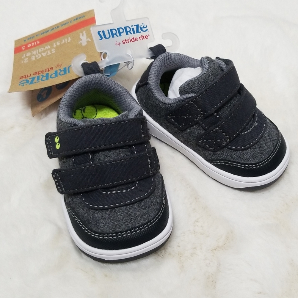 Toddler Gray Velcro Walking Shoes Size 3